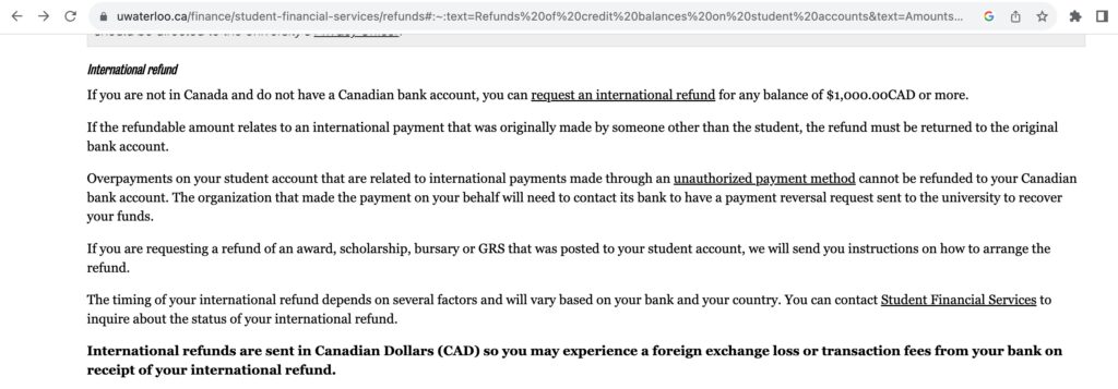 waterloo international refund policy