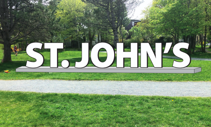 St. John's landmark sign in Bannerman Park