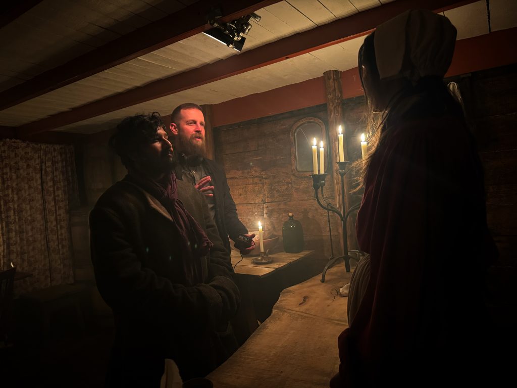2024 Behind The Scenes Of A Tippling Adventure. Director Benjamin Noah (middle) w Rhiannon Morgan Andrew Ravindran. Photo By Em Oatesjpg